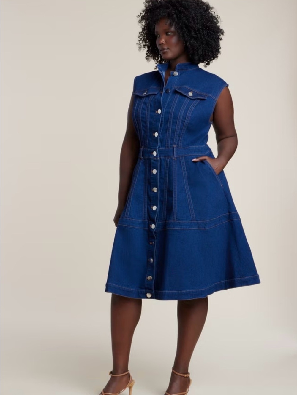 NWT Eloquii Sleeveless Denim Dress, Women's Plus Size 18 - Picture 1 of 11